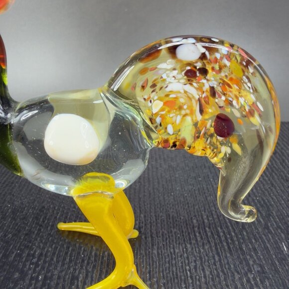 Vintage Italian Art Glass Rooster Chicken Bird Blown Glass Small Figurine Italy - Picture 8 of 11